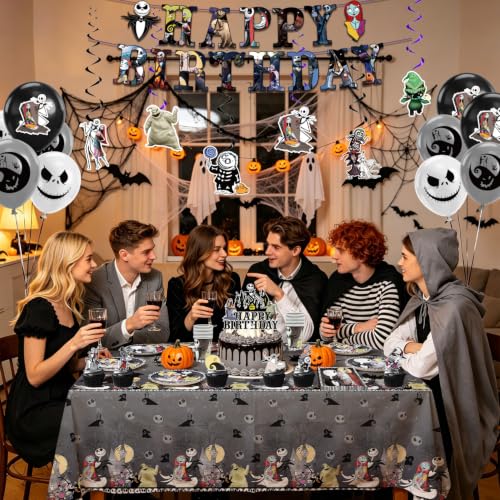 Halloween & Birthday Party Tableware Set - 110 Pieces with Plates Cups Balloons