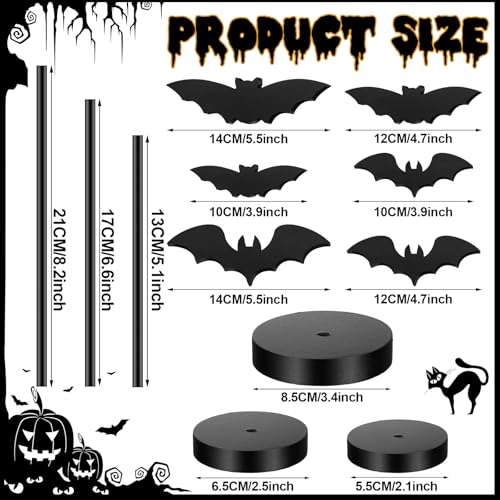 Halloween Wooden Bat Decor - Black 6 Pieces Table Decorations for Home & Party