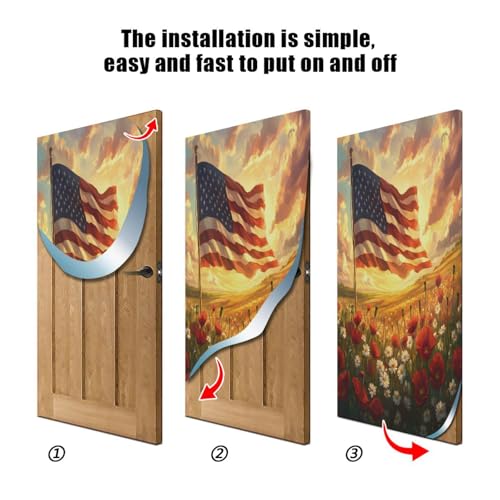 American Flag Door Cover - 35 x 79 Inch Washable Festive Home Decor - Variation of THIS listing