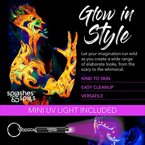 UV Face & Body Paint Sticks - Glow Under UV Light for Raves & Costumes - 6 Colors