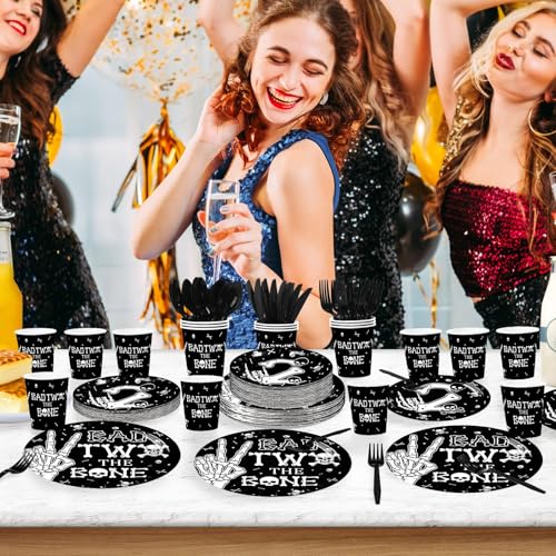 168Pc Rock & Roll Bad Two The Bone Birthday Party Supplies Set - For 24 Guests - Variation of This Listing
