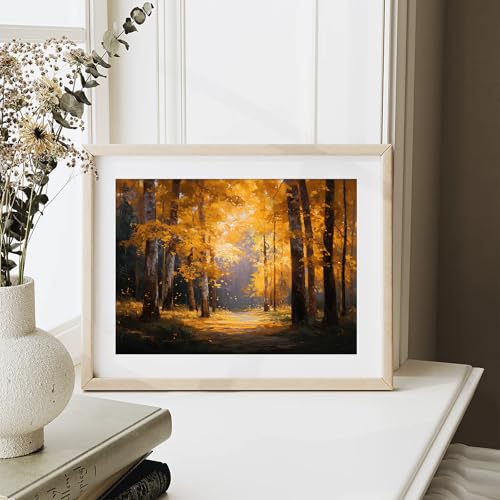 Autumn Nature Wall Art - Vibrant Fall Forest Landscape for Living Room & Bedroom - 8x10 Unframed