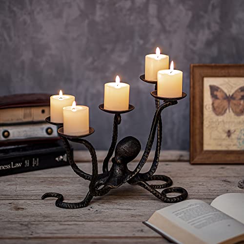 Gothic Octopus Candle Holder for Halloween and Home Decor - Iron Candelabra