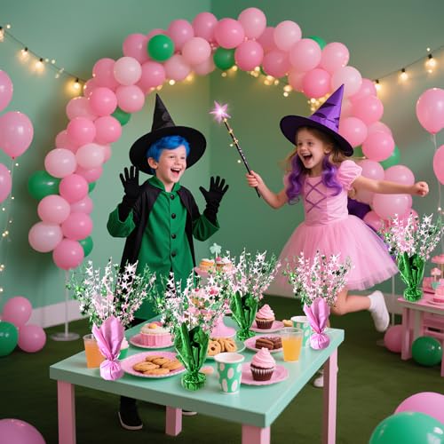 Pink and Green Witch Birthday Party Centerpiece Spray - 6 Pack Table Decor