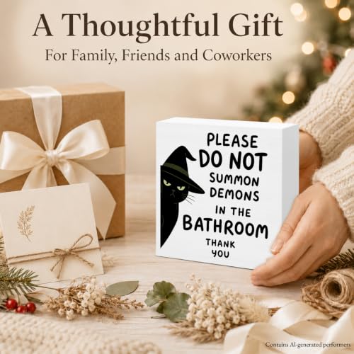 Funny Cat Bathroom Decor - Gothic Indoor Wall Art Sign