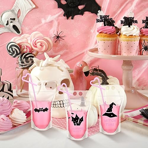 Witch Time Halloween Drink Pouches Set with Straws - 24 Pack