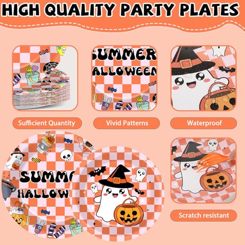 96PCS Summer Halloween Hippie Party Supplies Set Plates Napkins Cutlery for 24 Guests