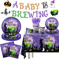 Halloween Baby Shower Party Supplies 142pcs Tableware Set with Plates Cups Napkins Banner & Tablecloth