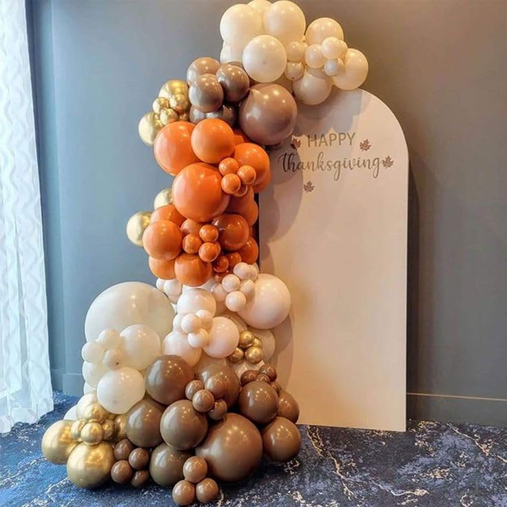 Orange Fall Balloons Set for Autumn Birthday & Wedding Decorations
