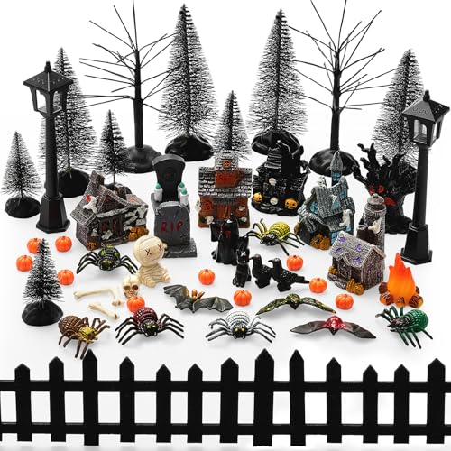 Halloween Village Miniature Set - Haunted Houses, Figurines & Decor Accessories