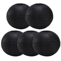 Black Paper Lanterns - 16-Inch Decorative Ball Lanterns for Weddings & Parties - 5 Pack