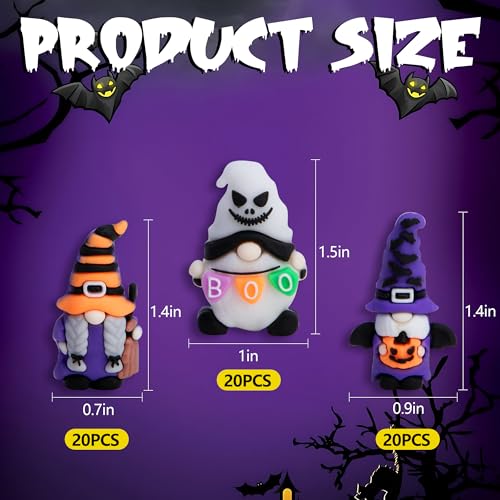 Halloween Mini Gnome Figurines Set - 60pcs Halloween Table Decorations, Assorted Styles