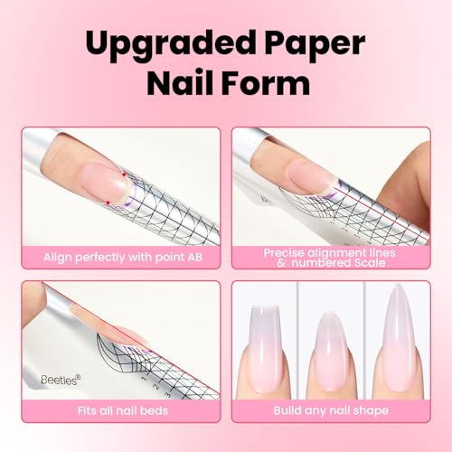 Beetles Hard Gel Kit-3 Colors 9 in 1 Nail Extension Sculpting Building Apex High Hardness for Salon Professionals Tech Use,Nude Pink Clear Builder Nail Gel with Base&Top Coat,UV&LED Lamp Cured Needed