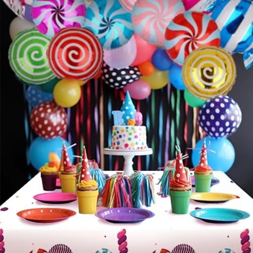 Candyland Party Tablecloths - Disposable 54x108 Inch Set for Birthday & Holiday Events