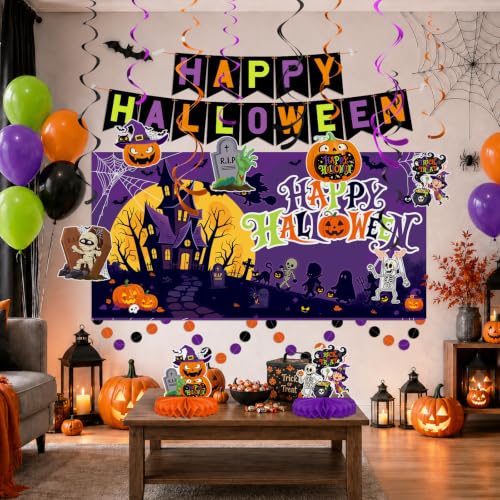 Halloween Party Decorations Kit with Banner, Balloons & Confetti - Halloween