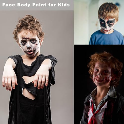 Face Body Paint Stick Set - Black White Light Grey Halloween Skeleton Clown Cosplay