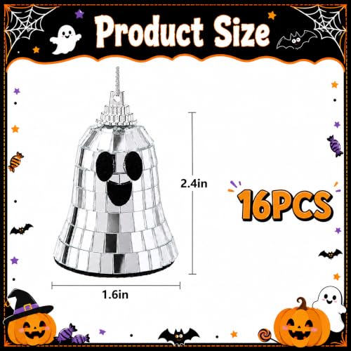 Halloween Disco Ghosts Decor - 16 Reflective Mirror Ornaments for Party & Home