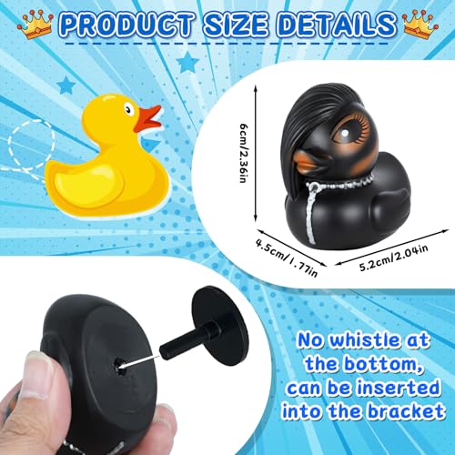 Goth Rubber Duck with Black Base - Handmade Collectible Figurine for Dashboard & Home Decor