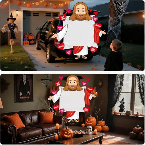Religious Car Trunk Decorations Kit for Halloween - Jesus Backdrop & Scripture Cards