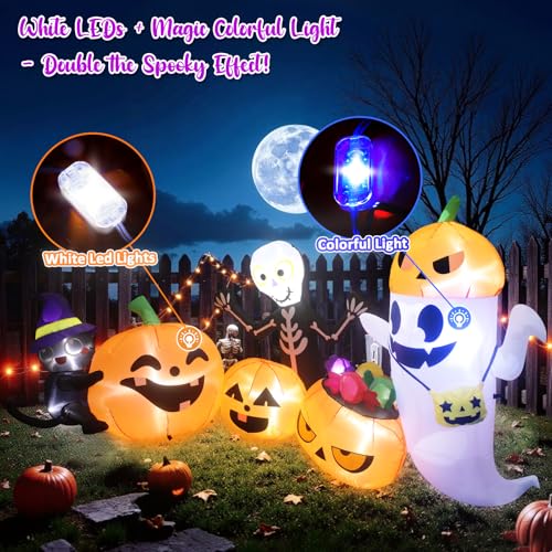 Halloween Inflatable Yard Decor - 8.8 FT Outdoor Blow-Ups with Treat Bag & Crew - Pumpkin Variation