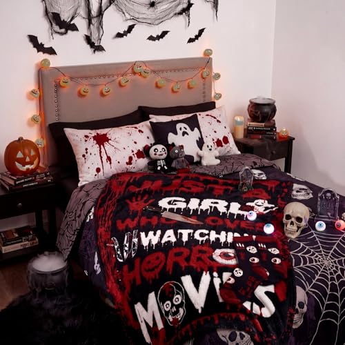 Horror Movie Throw Blanket & Socks Set - Halloween Spooky Cozy Accessories - Variation of THIS listing