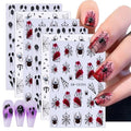 Halloween Nail Stickers 01 - 6 Sheets Spider Web Bat Ghost Decals for DIY Manicure