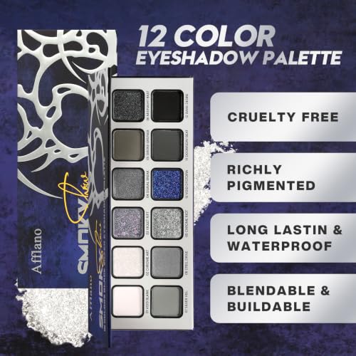Goth Smokey Eyeshadow Palette - Black, Grey, Silver, Glitter & Matte Shades - Variation of THIS listing