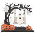 Halloween Ghost Swing Wooden Tabletop Ornament T1 - Creepy Forest Scene Decor