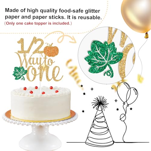 Fall Pumpkin Cake Topper Half Way to One Birthday Decor for Autumn Celebrations