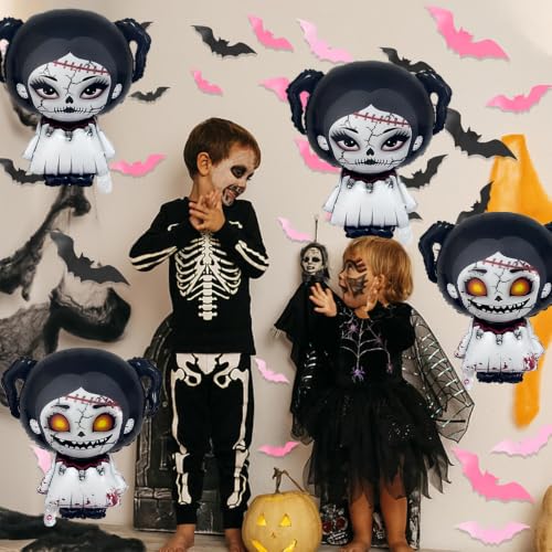 Halloween Foil Balloon Set with Horror Doll Designs for Party Decorations