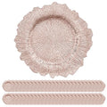 50 Pack Rose Gold Charger Plates 13 Inch Reef Decor Bulk for Weddings & Events