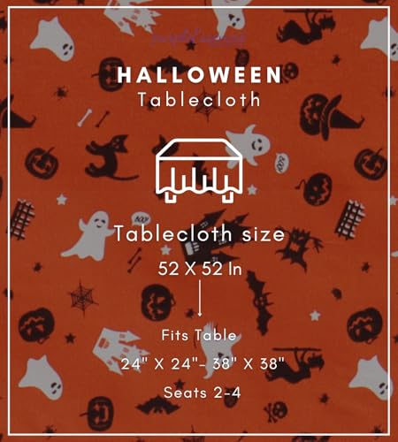 Halloween Tablecloth 52x52 Inch Spooky Haunted House Design - PurpleEssences