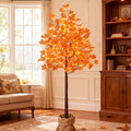 6FT Artificial Lighted Maple Tree with 120LED Warm White Lights - Fall Decor