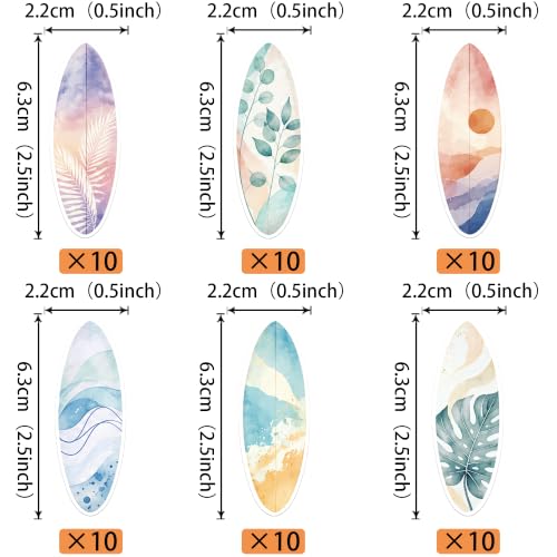 Color 12 Edible Surfboard Cupcake Toppers - Summer Beach Party Decorations