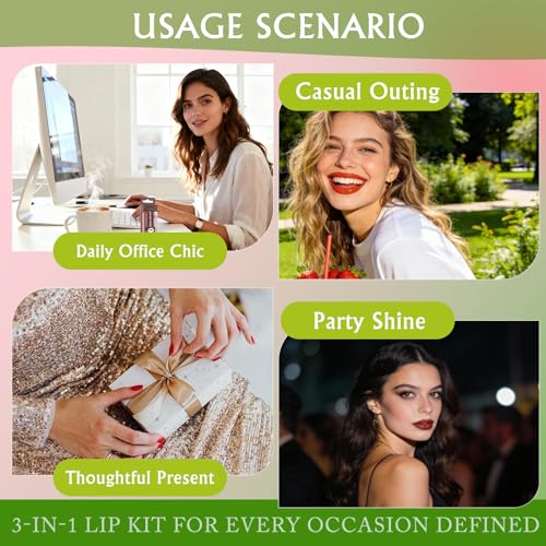 3 Pack Black Lip Combo Set - Matte Lip Liner, Lipstick & Gloss - Variation B- Set 5