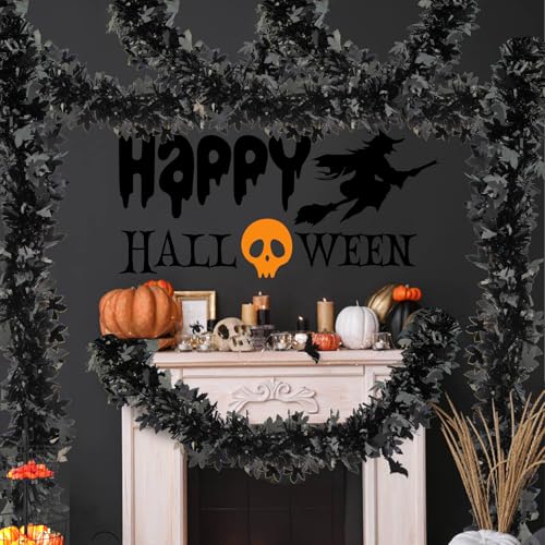 33FT Black Maple Leaf Tinsel Garland for Halloween & Fall Decorations