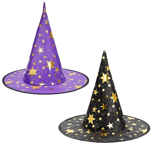 Kids Witch Hat Halloween Costume Accessory - Black & Purple, One Size