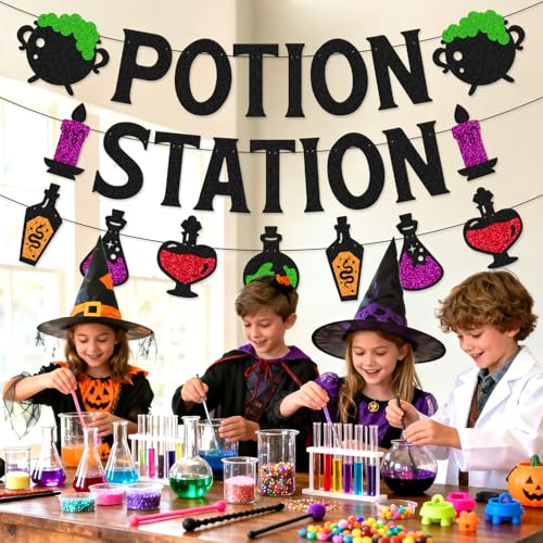 Halloween Potion Station Banner - Spooky Party Decorations for Kids & Adults