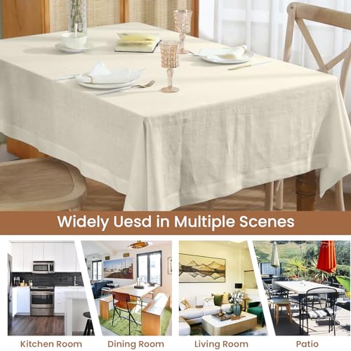 Linen Tablecloth 60x104 Inches Rectangular - Washable Durable Wedding Party