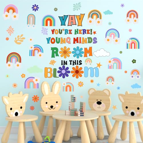 Positive Quotes Wall Decals - Colorful Rainbow Flower Stickers for Kids - Inspirational Wall Art - Lamkidle Variation