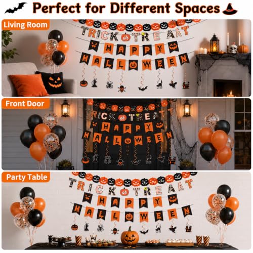 Halloween Party Decorations Set with Banner Balloons & Ghost Lanterns