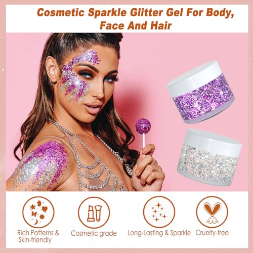 Boko 50ML Body Glitter Gel - Halloween Black Chunky Glitter with Variation Witch Black