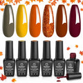 Beetles Fall Gel Nail Polish Set - Golden Season Glitter Colors, Brown Green Gold Variation