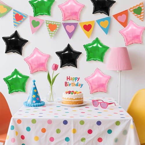 Star Foil Balloons Set - Black, Green & Pink 18-Inch Party Decorations - Variation: Black Green Pink