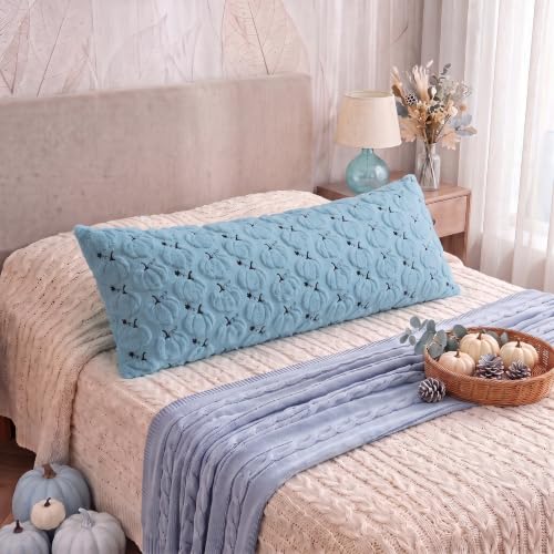 Fall Blue Pumpkin Body Pillow Cover 20x54 Inches with Zipper