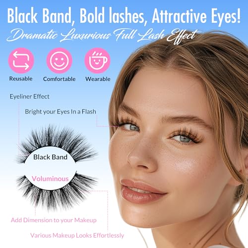 False Eyelashes DV05 Wispy 3D Fluffy Natural Look Cat Eye Set - 5 Pairs
