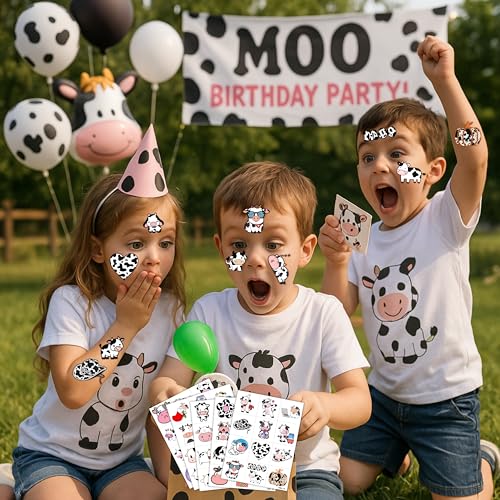 Kids Farm Animal Temporary Tattoos - Cow Design 96-Count Party Favors