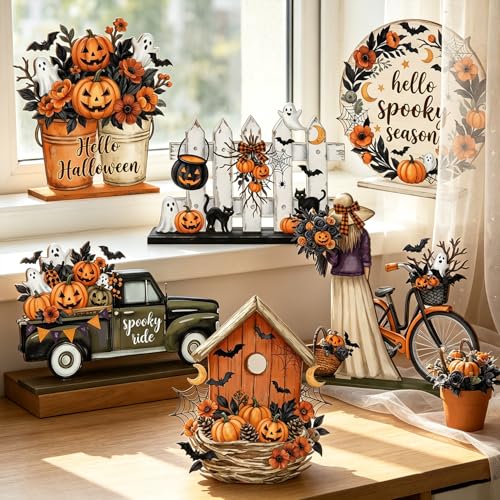 Halloween Wooden Table Decor Set - Rustic Farmhouse Indoor Decorations - Variation of THIS listing