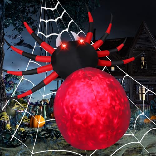 8 Ft Halloween Inflatable Spider with LED Lights Outdoor Yard Decor