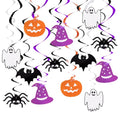 Halloween Hanging Swirls Decorations - 30PCS Ghost Spider Witch Pumpkin Bats in Black Orange Purple
